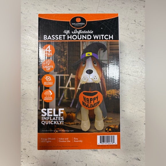 NIB Basset Hound Witch Halloween Airblown Yard Inflatable Gemmy 4 Foot - Picture 1 of 1